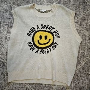 Molly Green smiley face sweater vest size m/l